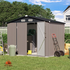 Fix and Tools 244×193×196 cm Outdoor Storage Shed – Galvanized Metal Tool Shed, Lockable Doors, Weather-Resistant for Backyard, Brown