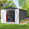 Fix and Tools 244×360×204 cm Large Outdoor Metal Shed – Lockable Doors, Air Vents, Weather-Resistant, Gray