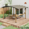 Fix and Tools 12×10 FT Outdoor Pergola with Bar Counter and Canopy – Aluminum & Steel Frame, Natural Beige