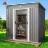 Fix and Tools 183×122×196 cm Outdoor Storage Shed – Lockable Double Doors, Weather-Resistant Garden Shed, Gray