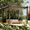 Fix and Tools 10×10 FT Outdoor Pergola with Retractable Canopy – Aluminum Frame, Khaki