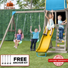 Fix and Tools Addison Twinkle Wooden Swing Set with Heavy-Duty Double A-Frame, 2 LED Swings & Bonus Anchor Kit – For Kids Ages 3–8