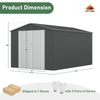 Fix and Tools 244×360×204 cm Large Outdoor Metal Shed – Lockable Doors, Air Vents, Weather-Resistant, Gray - Fix and Tools LLC