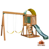 Fix and Tools Ainsley Wooden Outdoor Swing Set with Slide, Rock Wall & Clubhouse - Fix and Tools LLC
