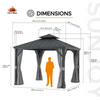 Fix and Tools 305×305×293 cm Hardtop Gazebo – Aluminum Frame, 2-Tier Steel Roof with Netting, Curtain, and Ceiling Hook - Fix and Tools LLC