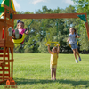 Fix and Tools Tucson Cedar Wooden Swing Set with Slide, Swings, Trapeze Bar, Rock Wall, Sandbox & Picnic Table