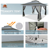 Fix and Tools 366×366 cm Outdoor Pop-up Gazebo with Mosquito Netting – 2-Tiered Vented Top, Adjustable Height, Gray