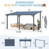 Fix and Tools 10×14 FT Wall-Mounted Hardtop Gazebo with Aluminum Frame and PP Roof Panels – Gray - Fix and Tools LLC
