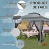 Fix and Tools 366×366 cm Outdoor Pop-up Gazebo with Mosquito Netting – 2-Tiered Vented Top, Adjustable Height, Gray