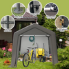 Fix and Tools Outdoor Storage Shed – Heavy Duty Waterproof Carport with Roll-up Zipper Doors for Motorcycle, Bike, Gardening Tools, Gray