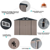 Fix and Tools 244×193×196 cm Outdoor Storage Shed – Galvanized Metal Tool Shed, Lockable Doors, Weather-Resistant for Backyard, Brown - Fix and Tools LLC