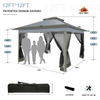 Fix and Tools 366×366 cm Outdoor Pop-up Gazebo with Mosquito Netting – 2-Tiered Vented Top, Adjustable Height, Gray - Fix and Tools LLC