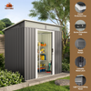 Fix and Tools 183×122×196 cm Outdoor Storage Shed – Lockable Double Doors, Weather-Resistant Garden Shed, Gray