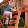 Fix and Tools Tucson Cedar Wooden Swing Set with Slide, Swings, Trapeze Bar, Rock Wall, Sandbox & Picnic Table