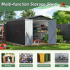 Fix and Tools 244×360×204 cm Large Outdoor Metal Shed – Lockable Doors, Air Vents, Weather-Resistant, Gray