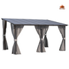 Fix and Tools 14×10 FT Wall-Mounted Hardtop Gazebo with Curtains and Netting – Aluminum Frame, Dark Gray - Fix and Tools LLC