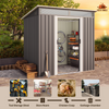 Fix and Tools 183×122×196 cm Outdoor Storage Shed – Lockable Double Doors, Weather-Resistant Garden Shed, Gray