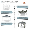 Fix and Tools 366×366 cm Outdoor Pop-up Gazebo with Mosquito Netting – 2-Tiered Vented Top, Adjustable Height, Gray - Fix and Tools LLC