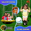 Fix and Tools Amelia Wooden Swing Set with 2-Person Saucer Swing, 6 ft. Blow-Molded Slide, Play Fort & Sandbox, Heavy-Duty Double A-Frame