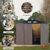 Fix and Tools 244×193×196 cm Outdoor Storage Shed – Galvanized Metal Tool Shed, Lockable Doors, Weather-Resistant for Backyard, Brown