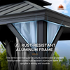Fix and Tools 305×305×293 cm Hardtop Gazebo – Aluminum Frame, 2-Tier Steel Roof with Netting, Curtain, and Ceiling Hook
